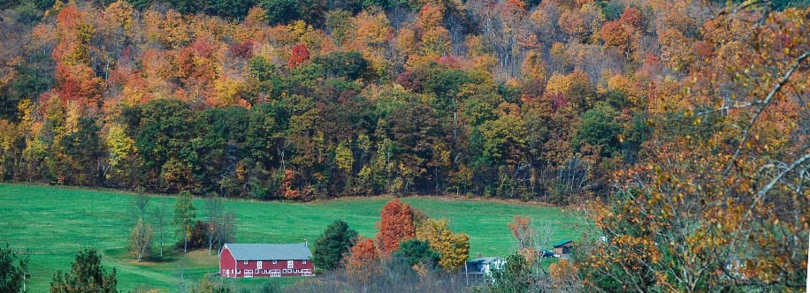 Farm in New England during fall color