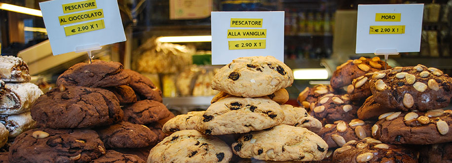 Street market cookies Venice, Italy